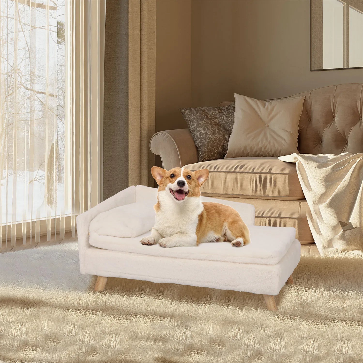 Elevated Waterproof Plush Pet Sofa Bed