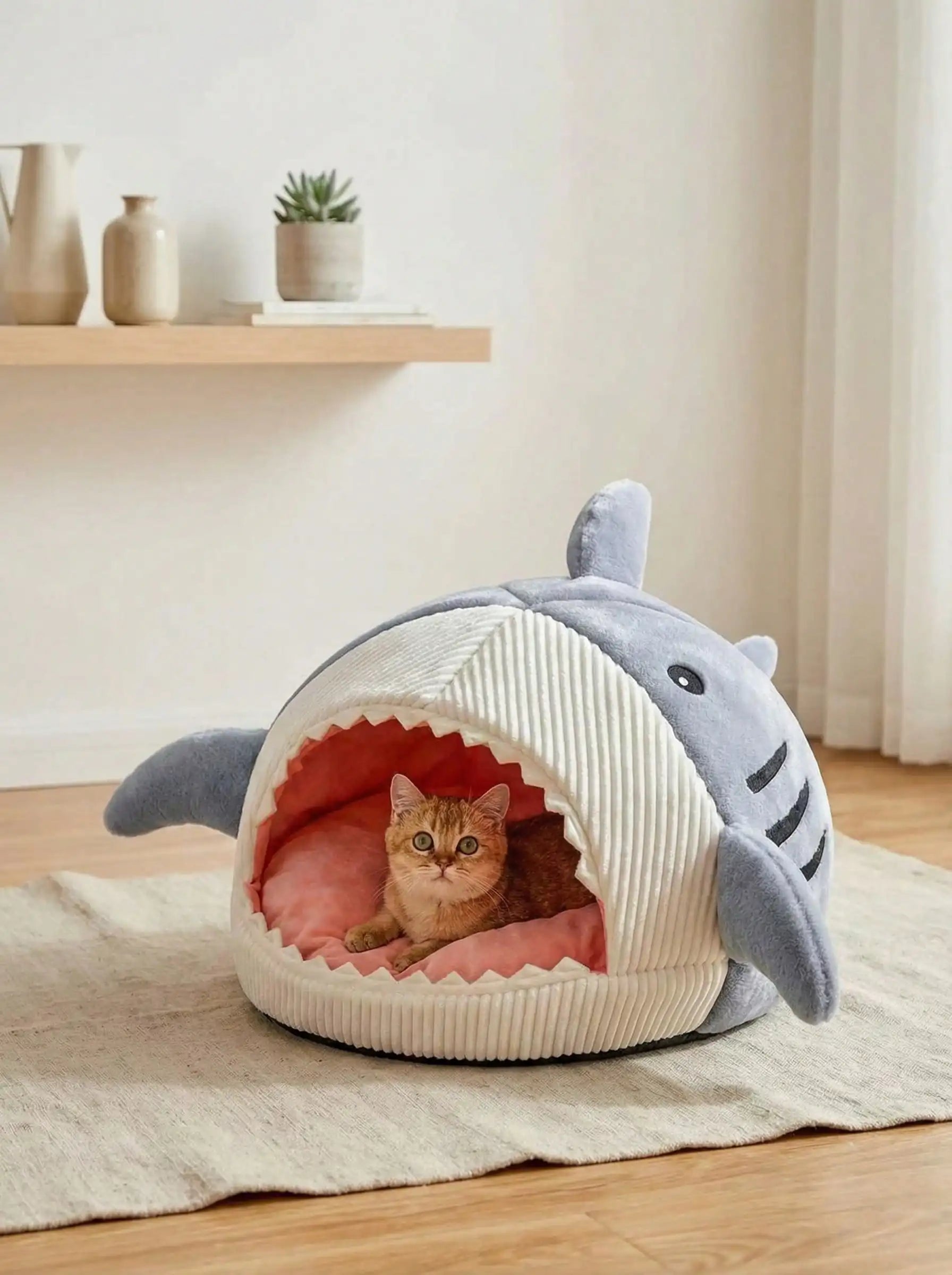 Soft Corduroy Plush Enclosed Pet Bed