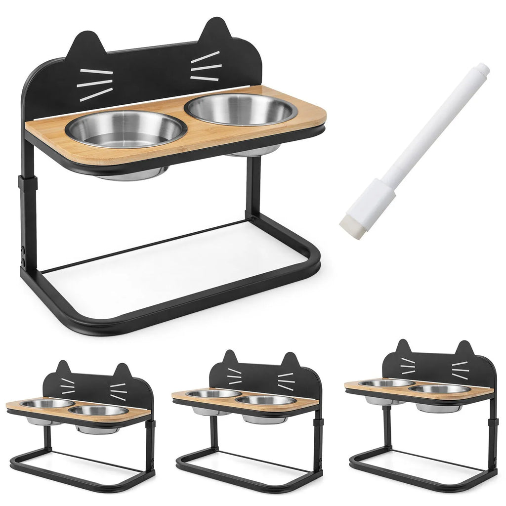 Elevated Cat Feeder with 2 Stainless Bowls