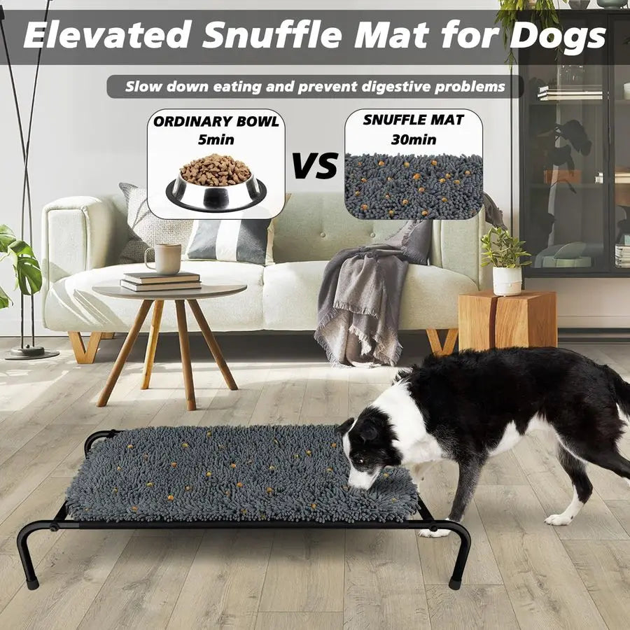 Raised Dog Bed with Snuffle Mat