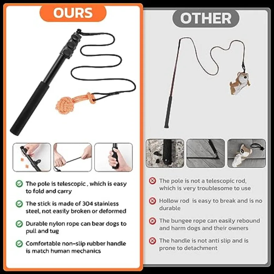 Dog Flirt Pole Toy with Fun Attachments
