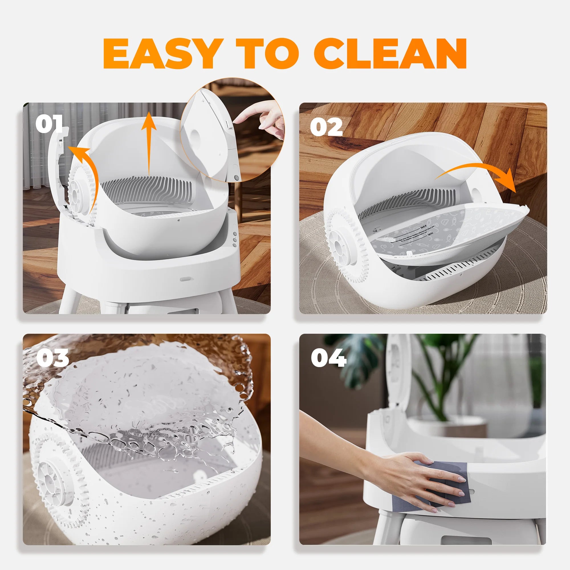 Open-Top Self Cleaning Cat Litter Box