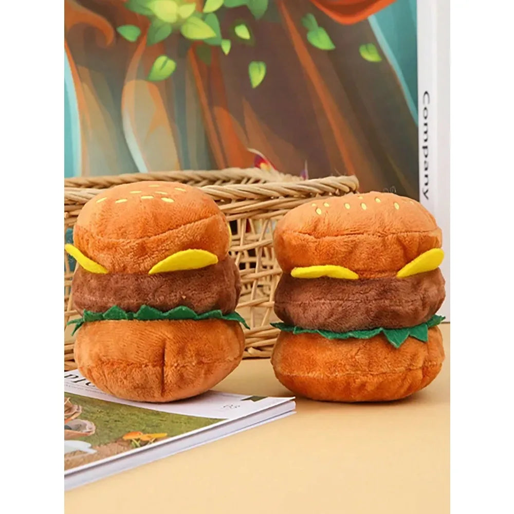 Hamburger-Shaped Squeaky Dog Toy, 1 piece